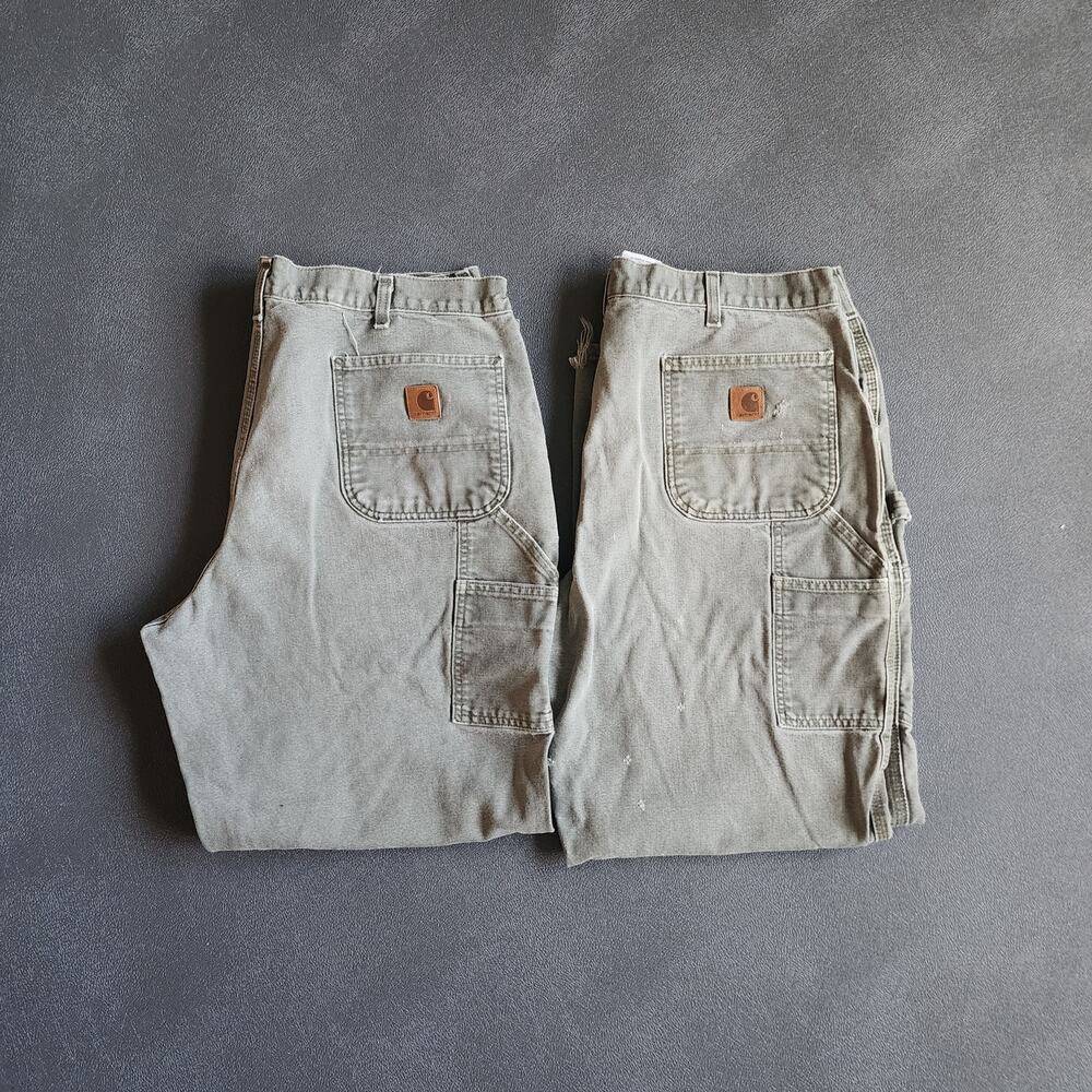 Lot of 2 Carhartt B-11 MOS Green Carpenter Dungaree Pants 40x32
